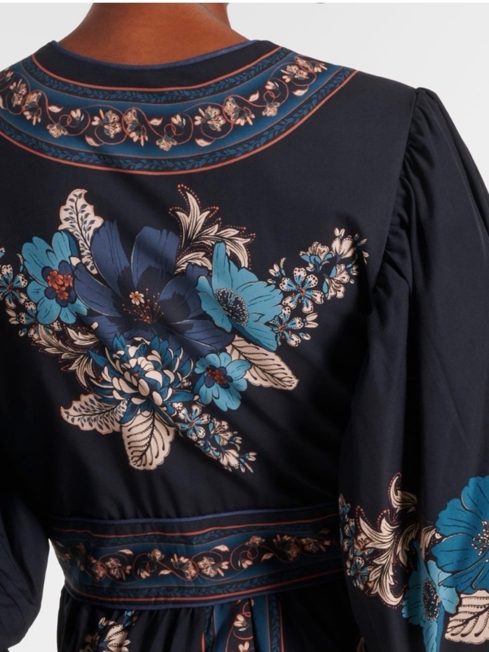 Bohemian Navy Floral V-Neck Maxi Dress - Picture 3 of 10